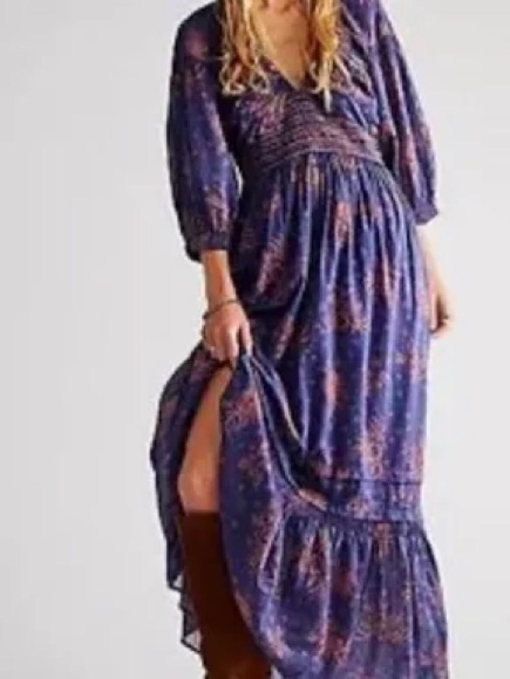 Free People Golden Hour Printed Maxi Dress XS
